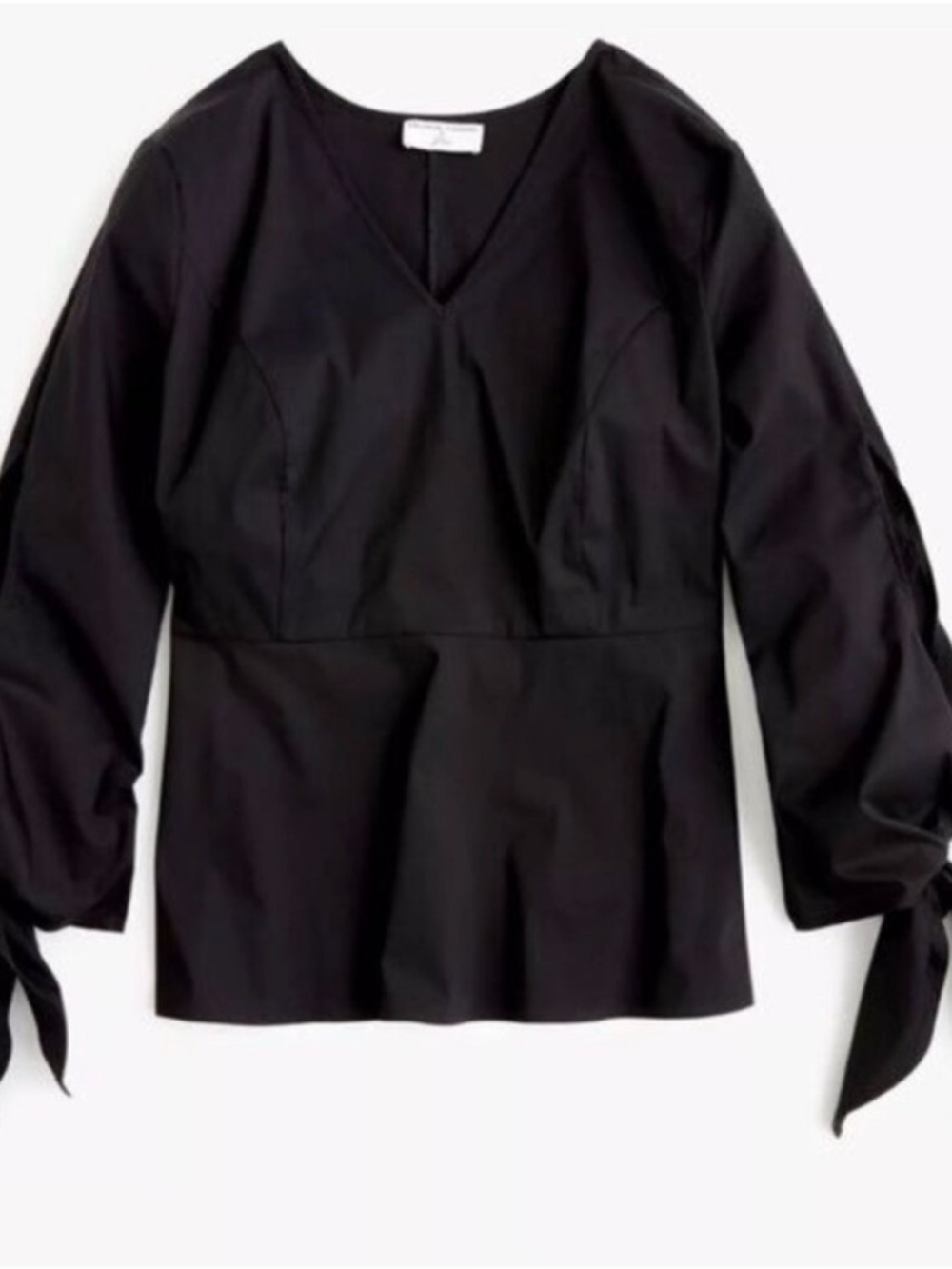Universal Standard for J. Crew V-Neck Poplin Tie-Sleeve Blouse